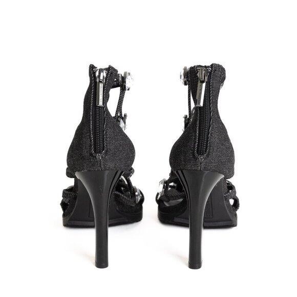 ✨ Karl Lagerfeld Beatriz Rhinestone Faux Crystal Gladiator Sandal Heel Black - Picture 6 of 15